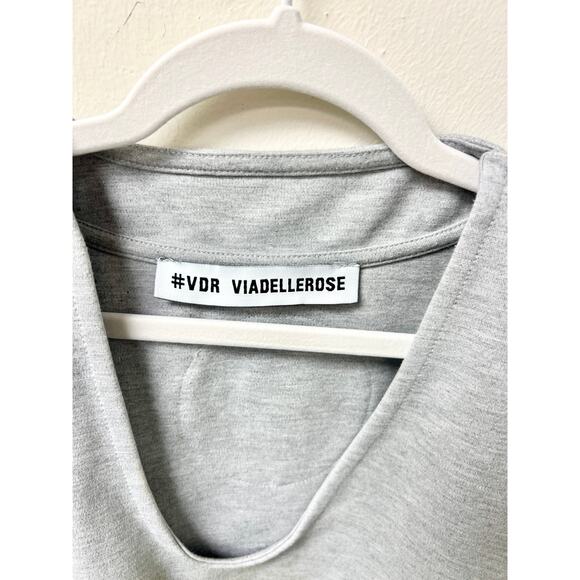 VDR Viadellerose Melange 3/4 Sleeve Crop Sweatshirt Gray/Yellow Women's OS - Picture 5 of 7